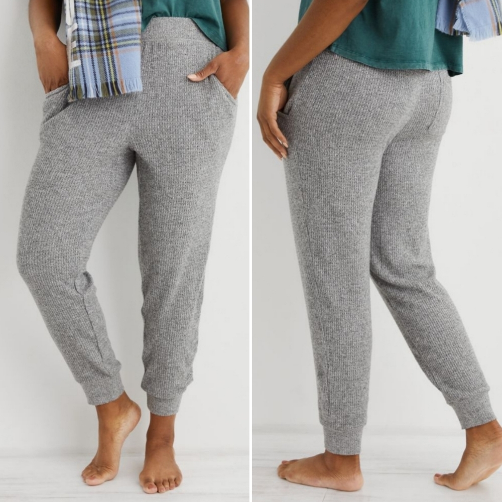 Aerie Plush Waffle High Rise Jogger Pajama Pants